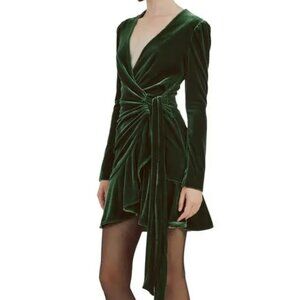 Bardot Keala Velvet Mini Dress Party Women's Small 4 Bright Green NWT